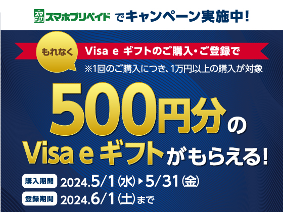 Visa eギフト キャンペーン実施中！！