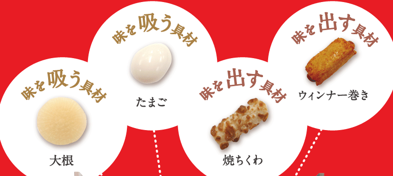 味を出す具材、味を吸う具材 味を出す具材、味を吸う具材
