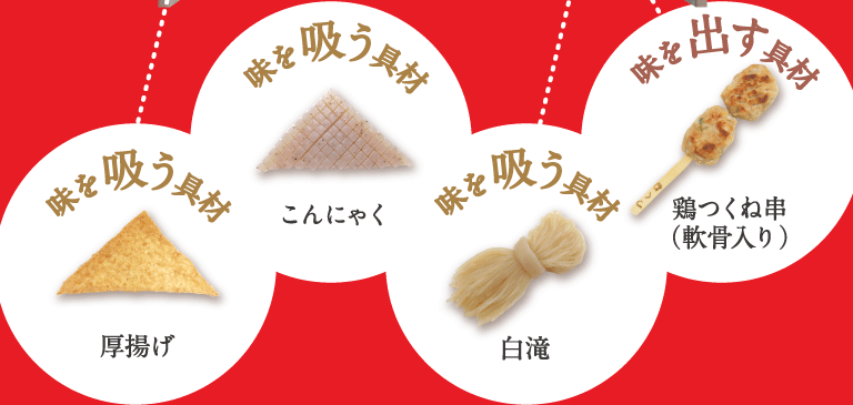 味を出す具材、味を吸う具材 味を出す具材、味を吸う具材