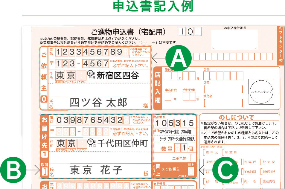 申込み記入例
