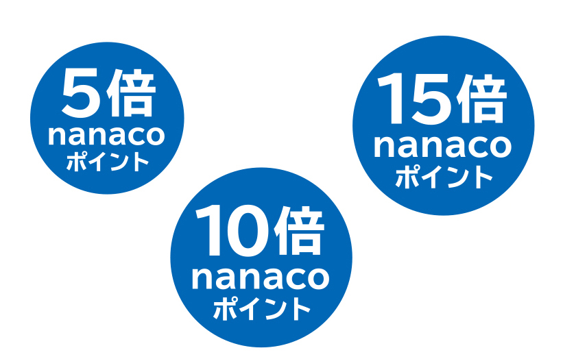 5倍、10倍、15倍nanacoポイント