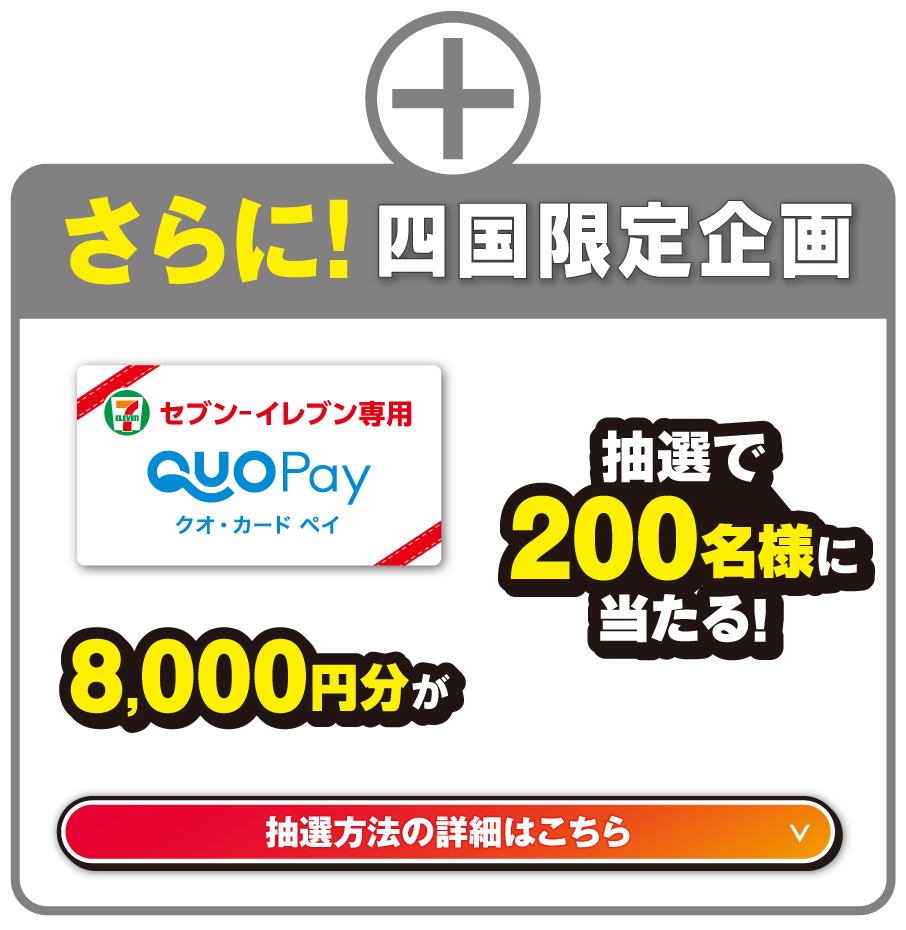 さらに！四国限定企画 8,000円分が抽選で200名様に当たる！ 抽選方法の詳細はこちら