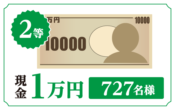 2等 現金1万円 727名様