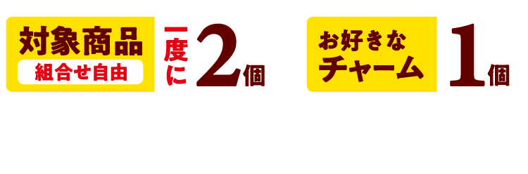 対象商品 組合せ自由 一度に2個と お好きなチャーム1個をレジまでお持ちください