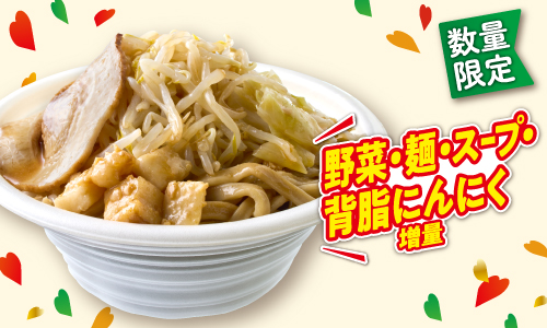 数量限定 野菜・麺・スープ・背脂にんにく増量 イメージ