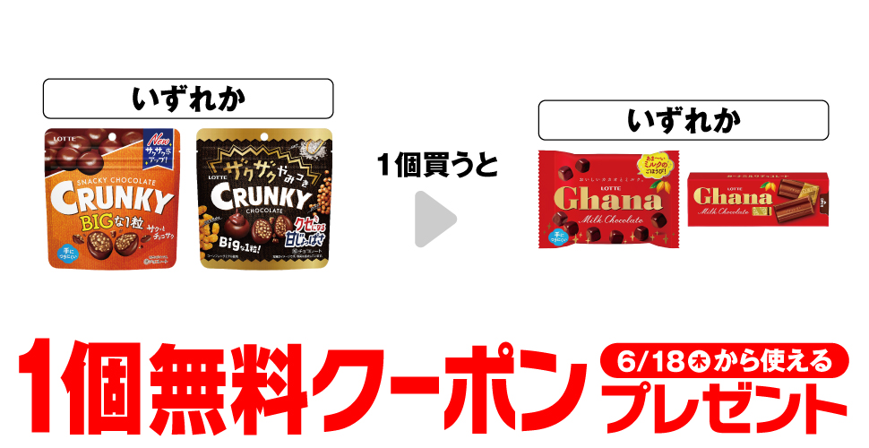 セブンイレブンでクランキー購入で【ガーナチョコ】コンビニ無料引換券クーポンプレゼント
