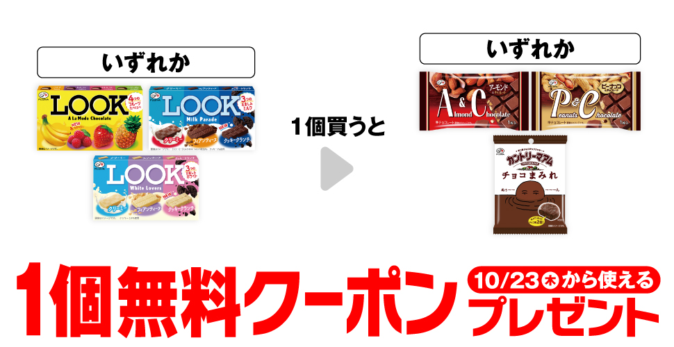 不二家ルック購入で【無料クーポン】プレゼント