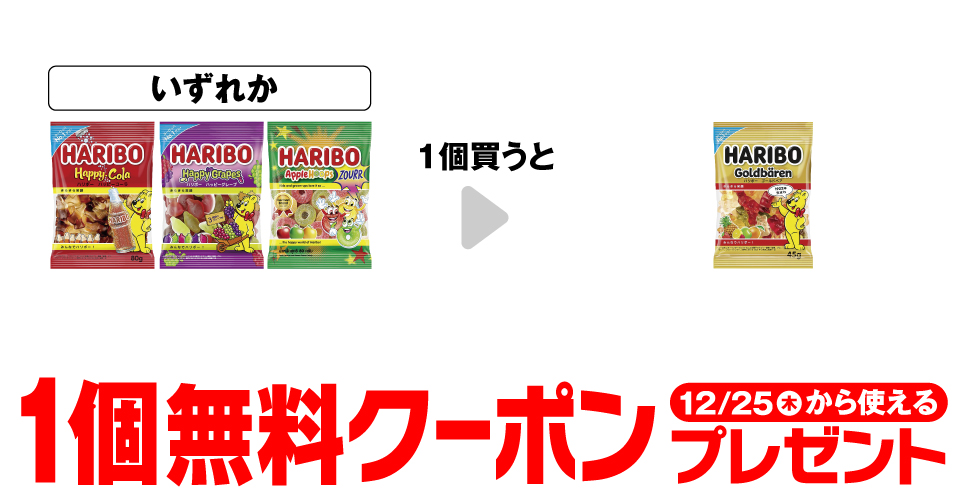 セブンイレブン【ハリボー ゴールドベア45g】コンビニ無料引換券クーポンキャンペーン