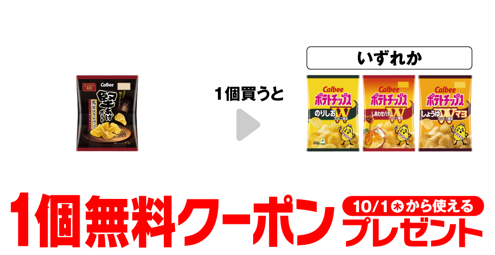 カルビー堅あげポテト購入で【ポテトチップス無料クーポン】プレゼント