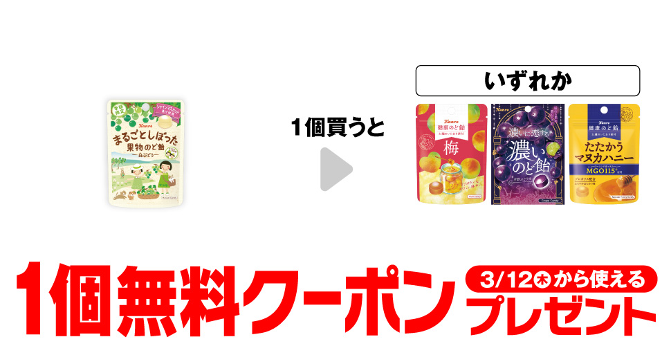カンロ白ぶどうのど飴購入で【コンビニ無料引換券クーポン】プレゼント
