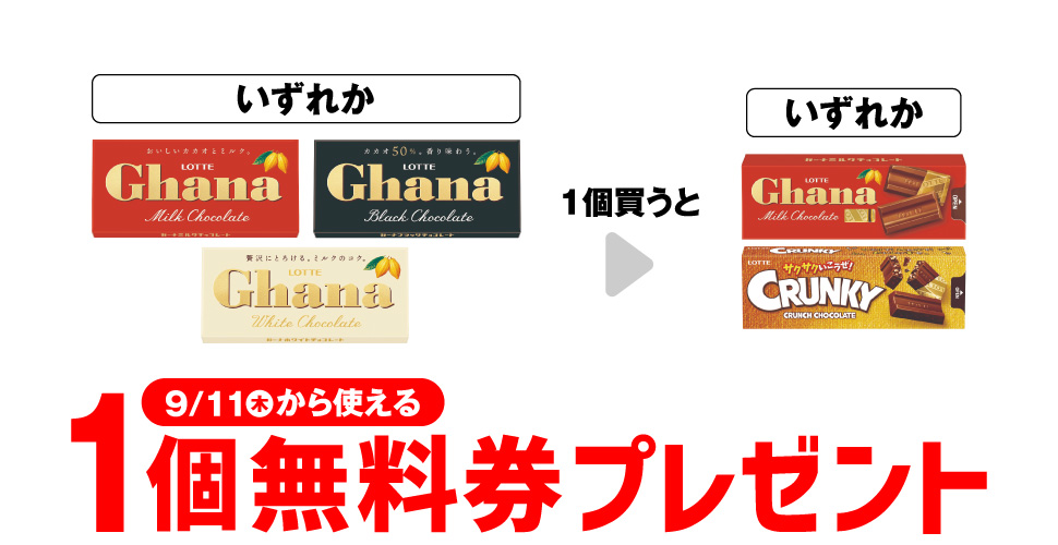 【セブンイレブン】ロッテ ガーナチョコレート購入で無料券GET！