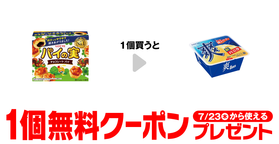 ロッテ パイの実を買うと【爽 バニラ】コンビニ無料引換券クーポンプレゼント
