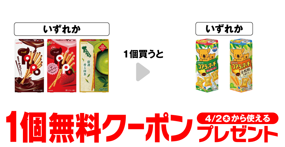 ロッテ トッポ購入で【コアラのマーチ】コンビニ無料引換券クーポンプレゼント