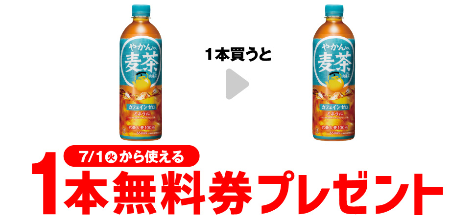 やかんの麦茶1本買うと1本無料！セブンイレブンのプライチ
