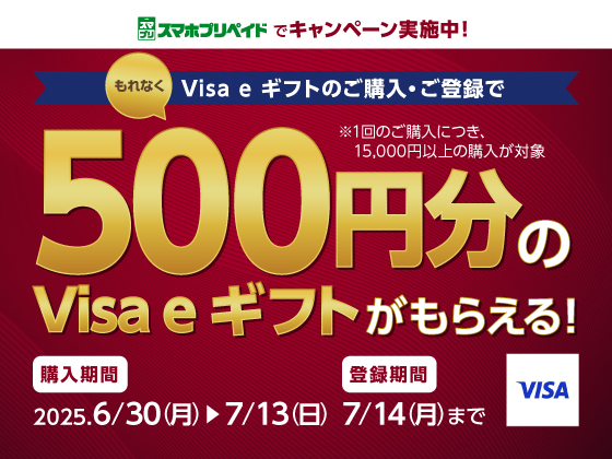 Visa eギフトキャンペーン実施中！！
