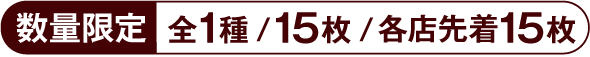 数量限定 全1種 15枚 各店先着15枚