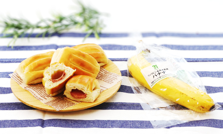 7プレミアム ハムチーズ 4個入と7プレミアム フレッシュバナナ盛り付けイメージ