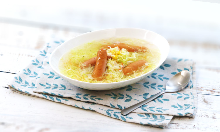 キャベツとウインナーのスープ 盛り付けイメージ