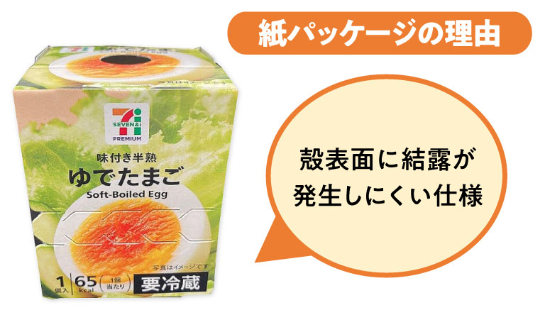 紙パッケージの理由 殻表面に結露が発生しにくい仕様