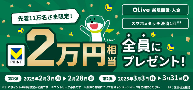 先着11万名さま限定！Vポイント2万円相当 全員にプレゼント 詳細はこちら