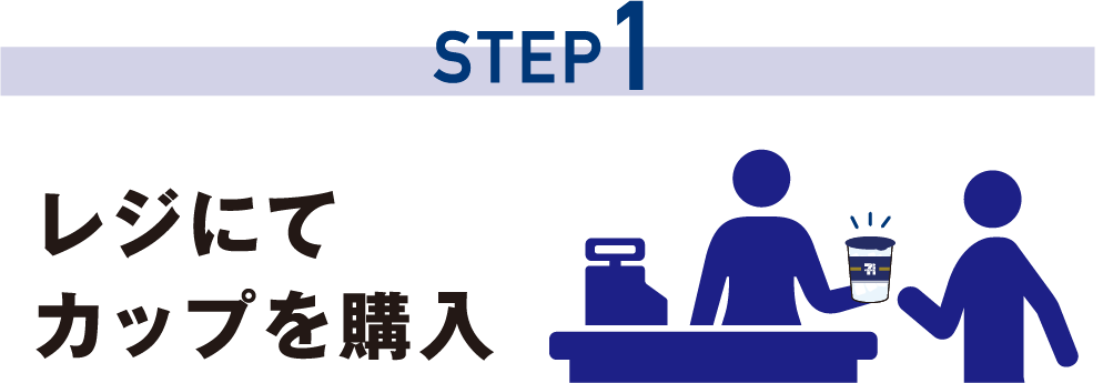STEP1 レジにてカップを購入