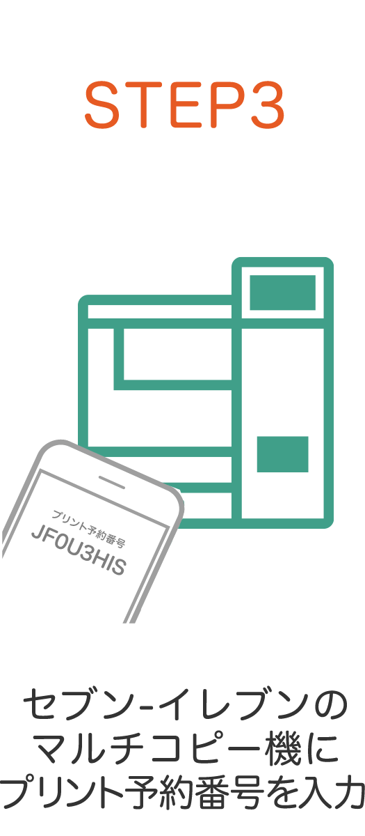 STEP3 セブン-イレブンのマルチコピー機にプリント予約番号を入力